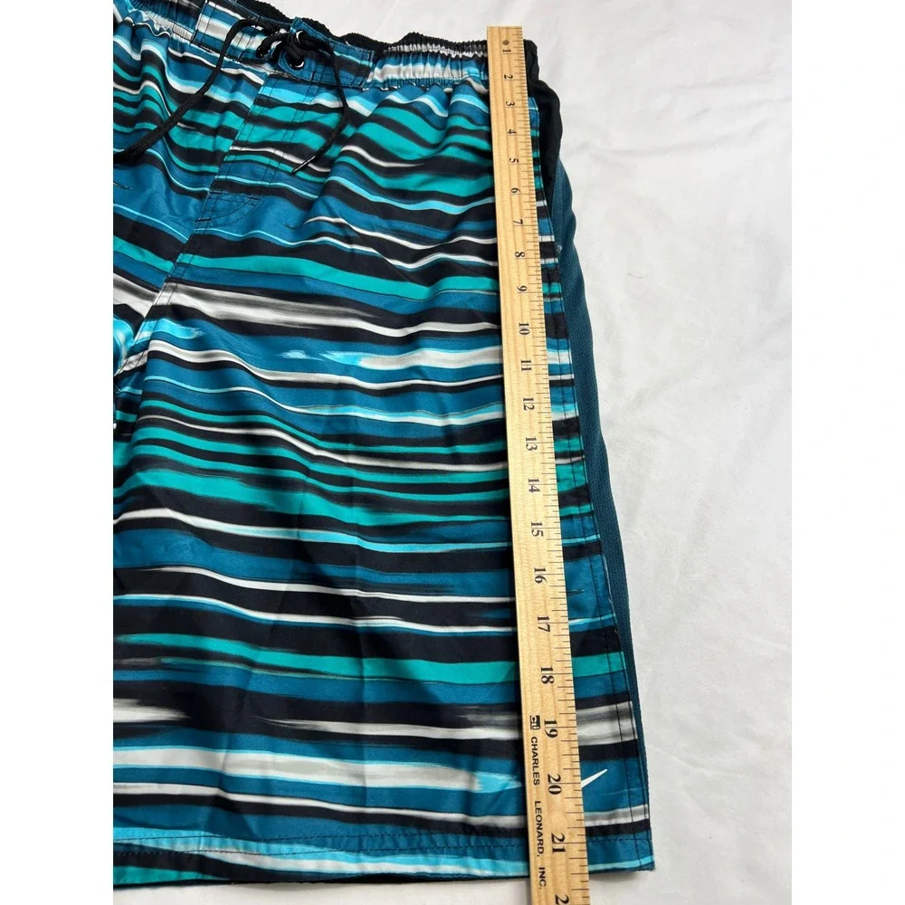 Nike Board Shorts Mens Large‎ Blue Striped Swim Trunks Athletic Beachwear B17